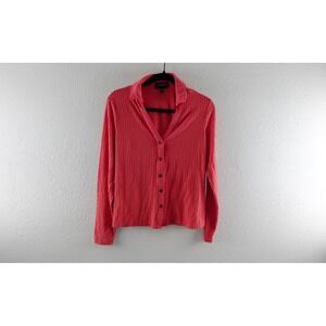 Banana Republic womens small silk top PINK long sleeves button up oversized